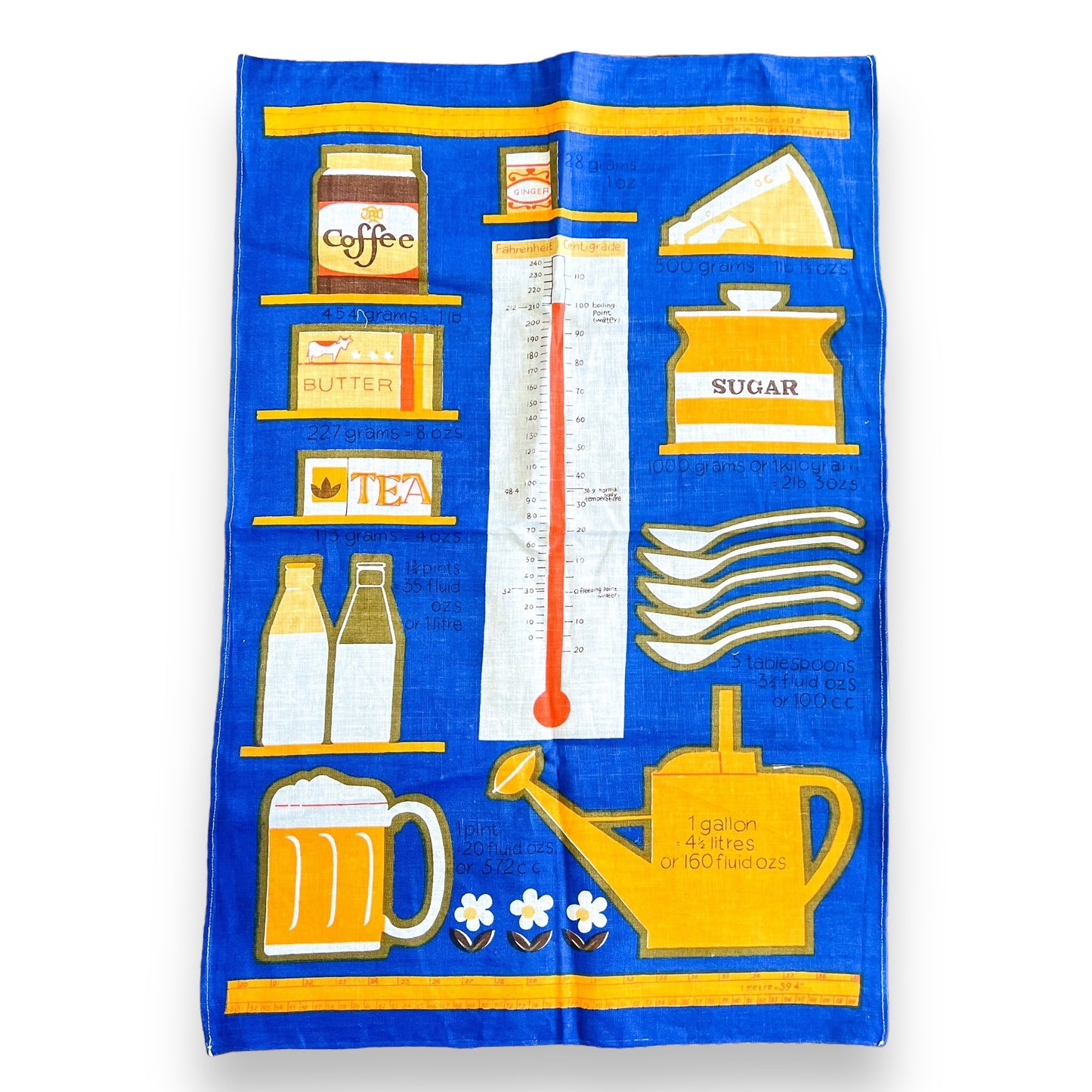 Retro Orange and blue kitchen shelves and items Tea Towel
