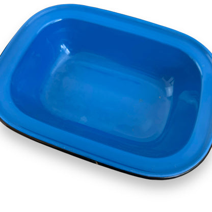 Blue metal rectangle serving dish tray set of 3
