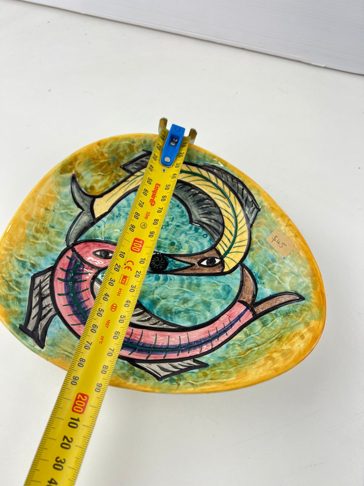 Hand-Painted Modernist Fish Ceramic Dish