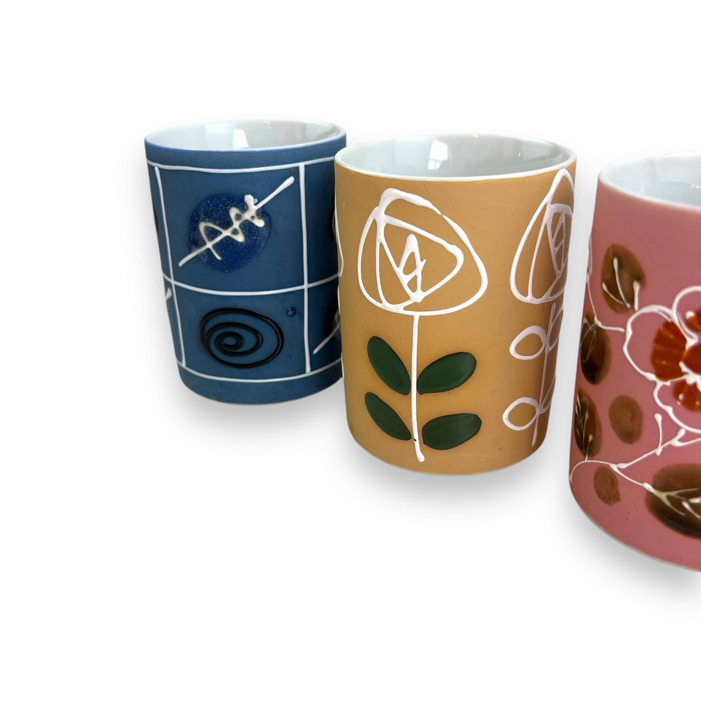 Japan Handpainted Mug Set of 4 (blue x2, beige and pink)