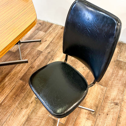 Brown Laminate Octagon Dining Table and 4 Black swivel dining chairs