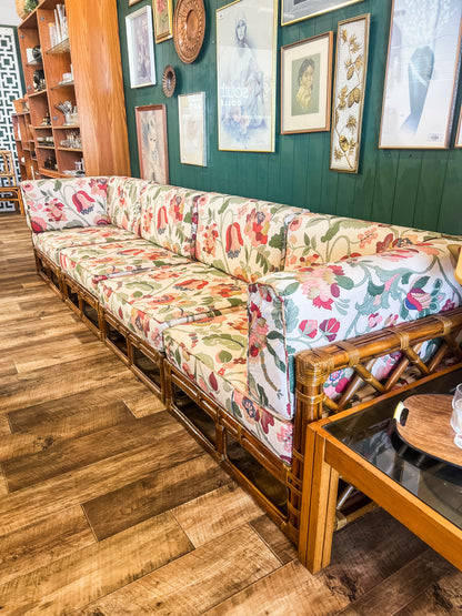 Cane 4 Piece Modular Lounge Floral Cushions
