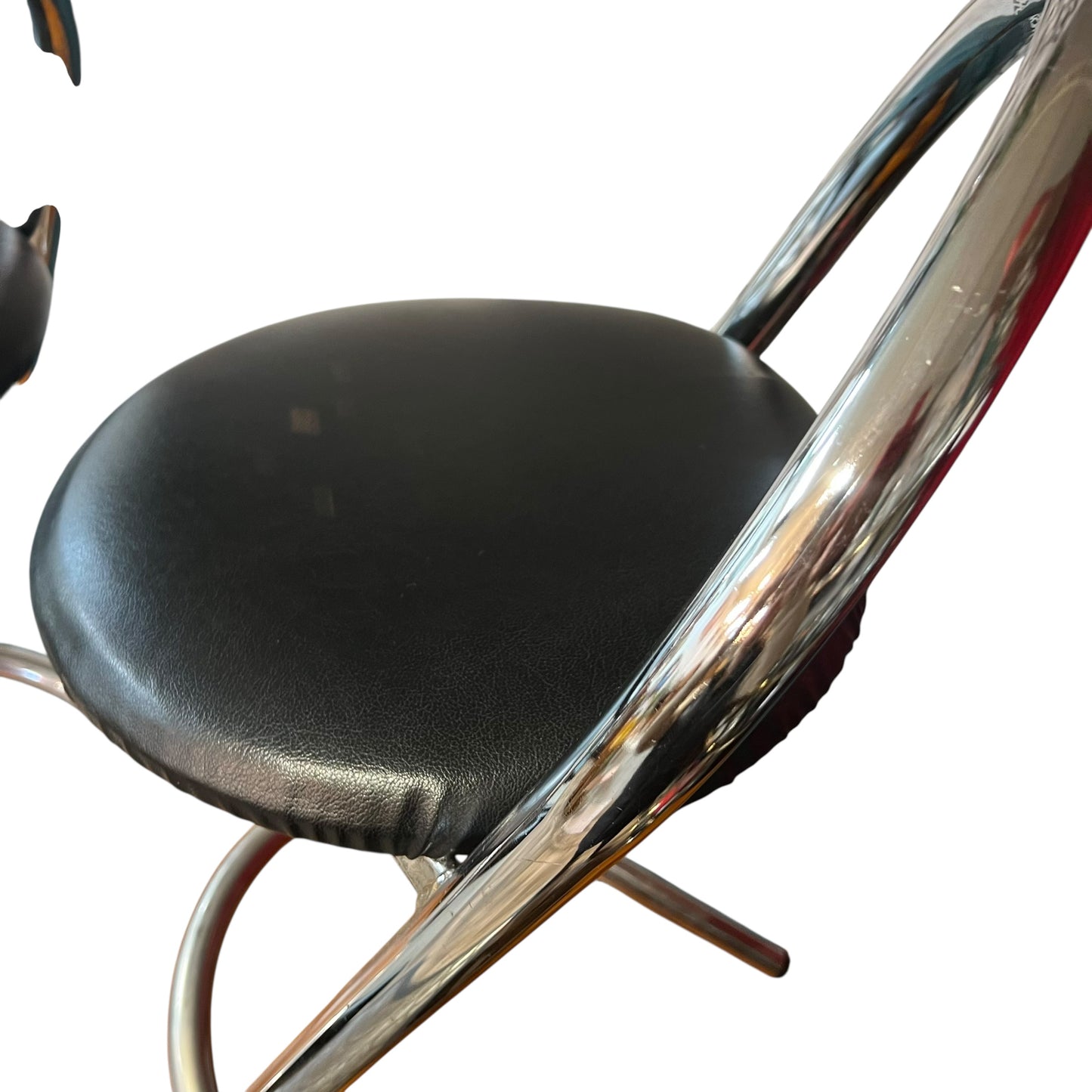 Pair of Chrome & Black Vinyl Bar Stools