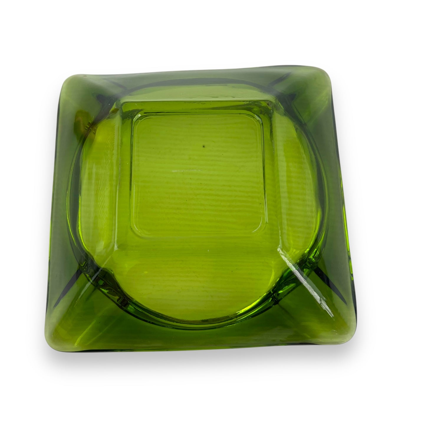 Green Glass Square Ashtray