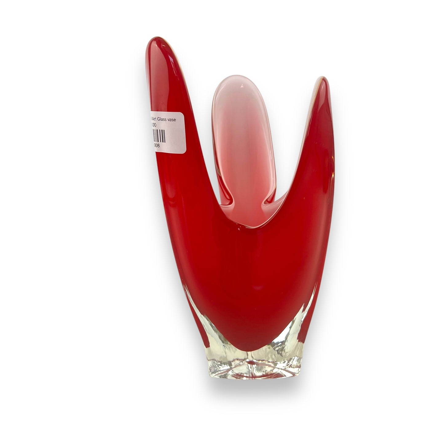 Red handkerchief Art Glass vase