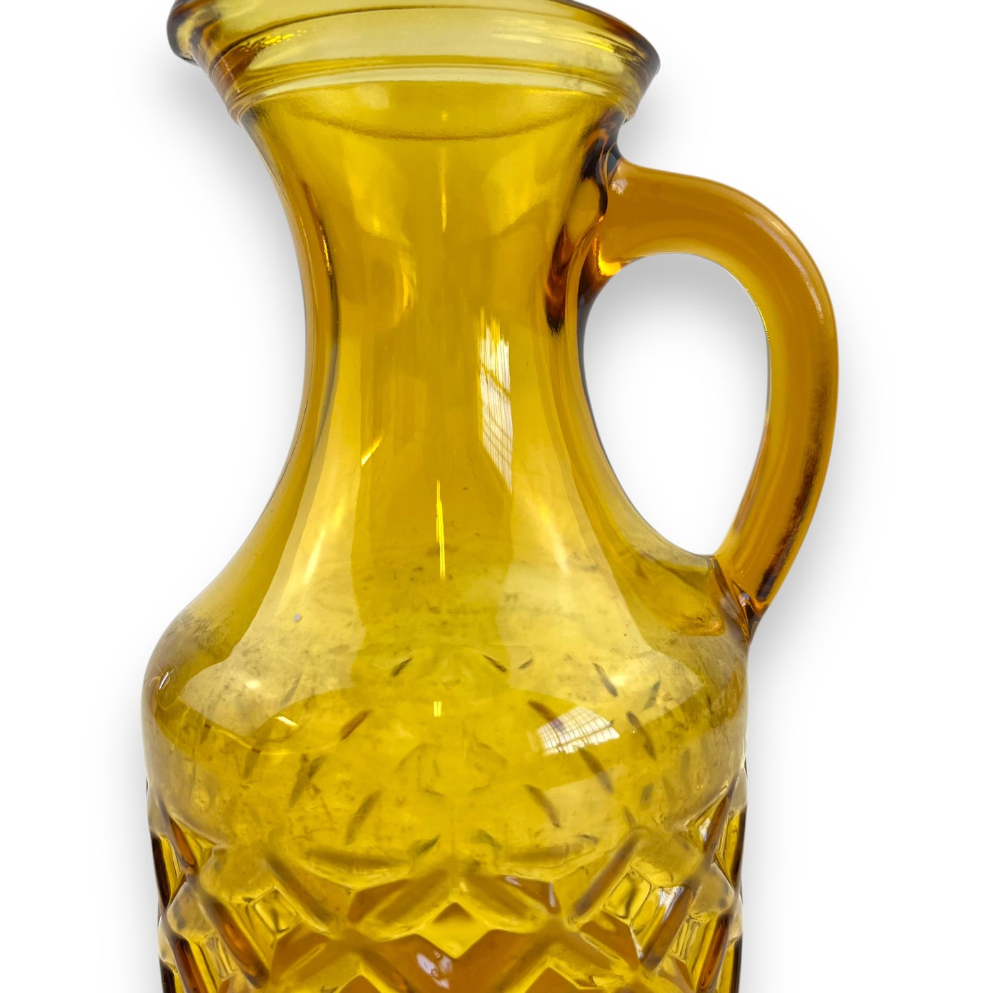 Amber Glass Jug – Diamond Cut Pattern