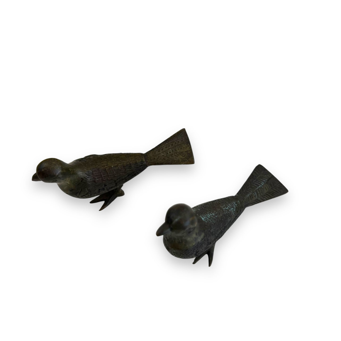 Brass small pigeon bird statue set