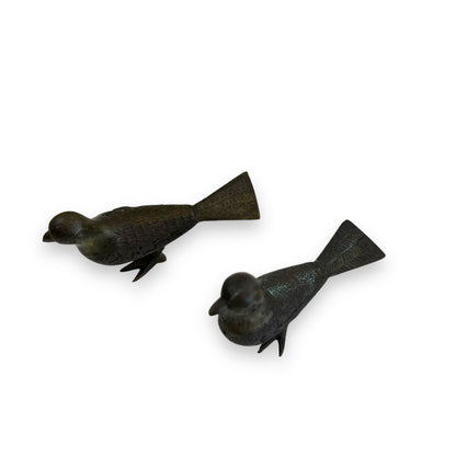 Brass small pigeon bird statue set