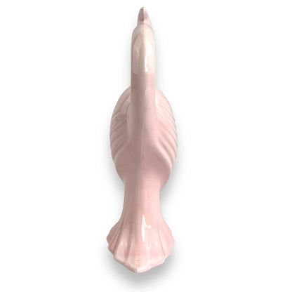 Pink ceramic heron bird statue