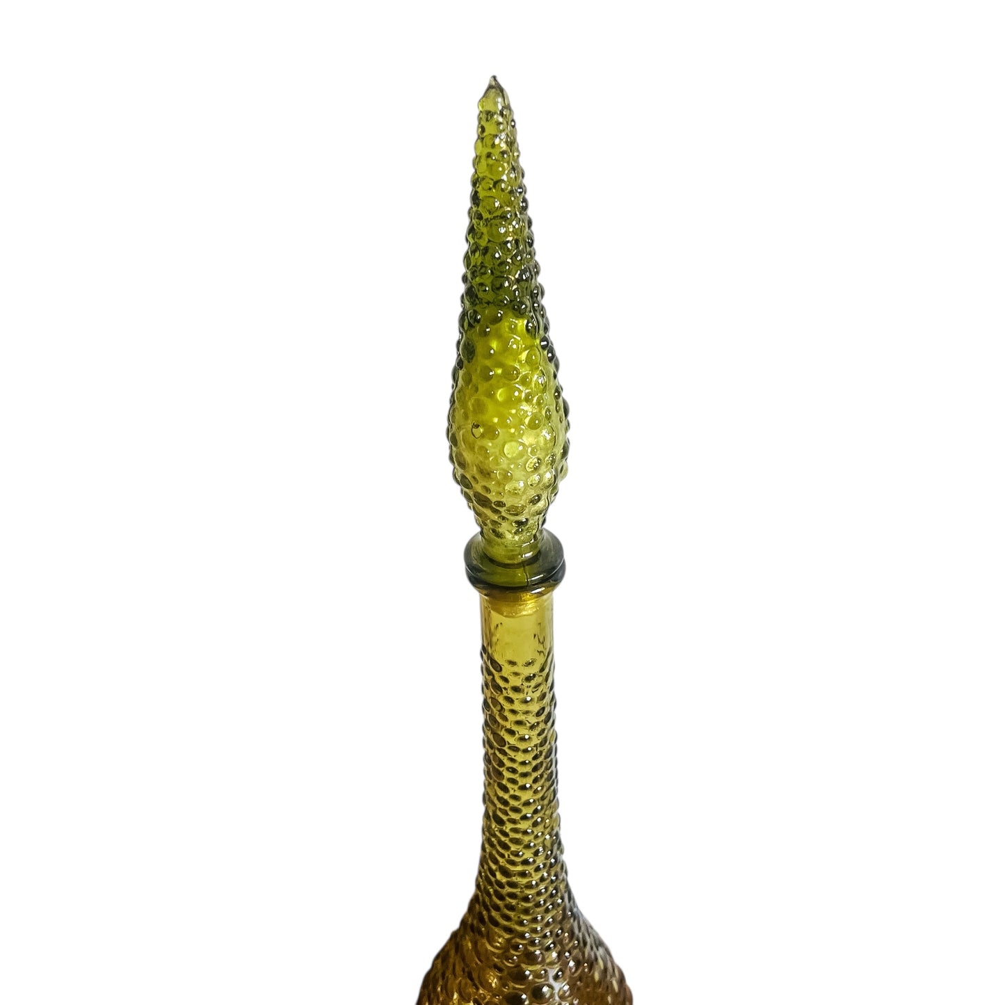 Olive Green Hobnail Genie Bottle