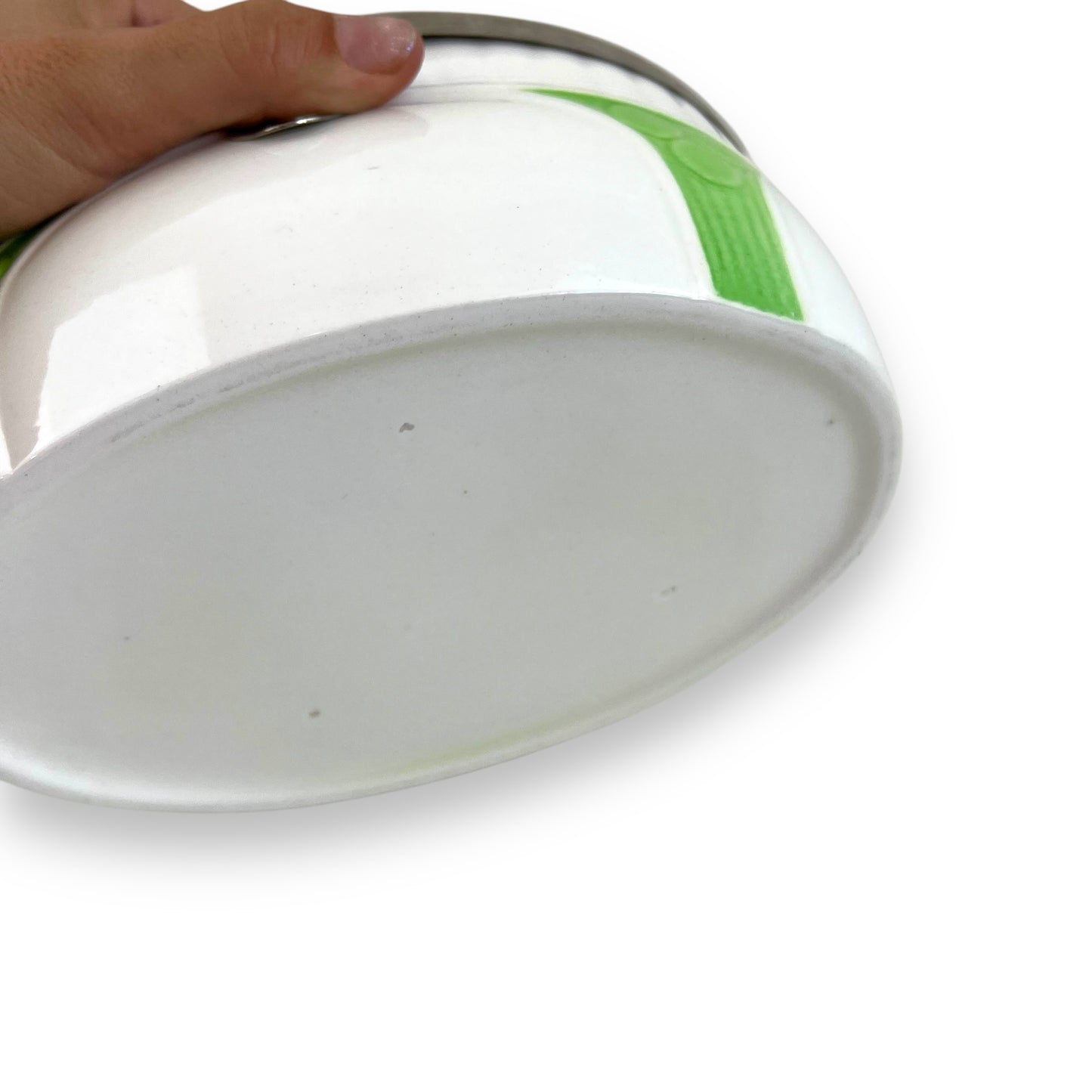 Art Deco green and white oval cookie jar