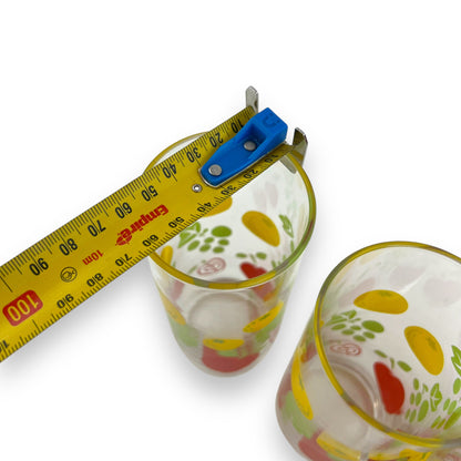 Colourful Apples & Lemons patterned glass set of 5