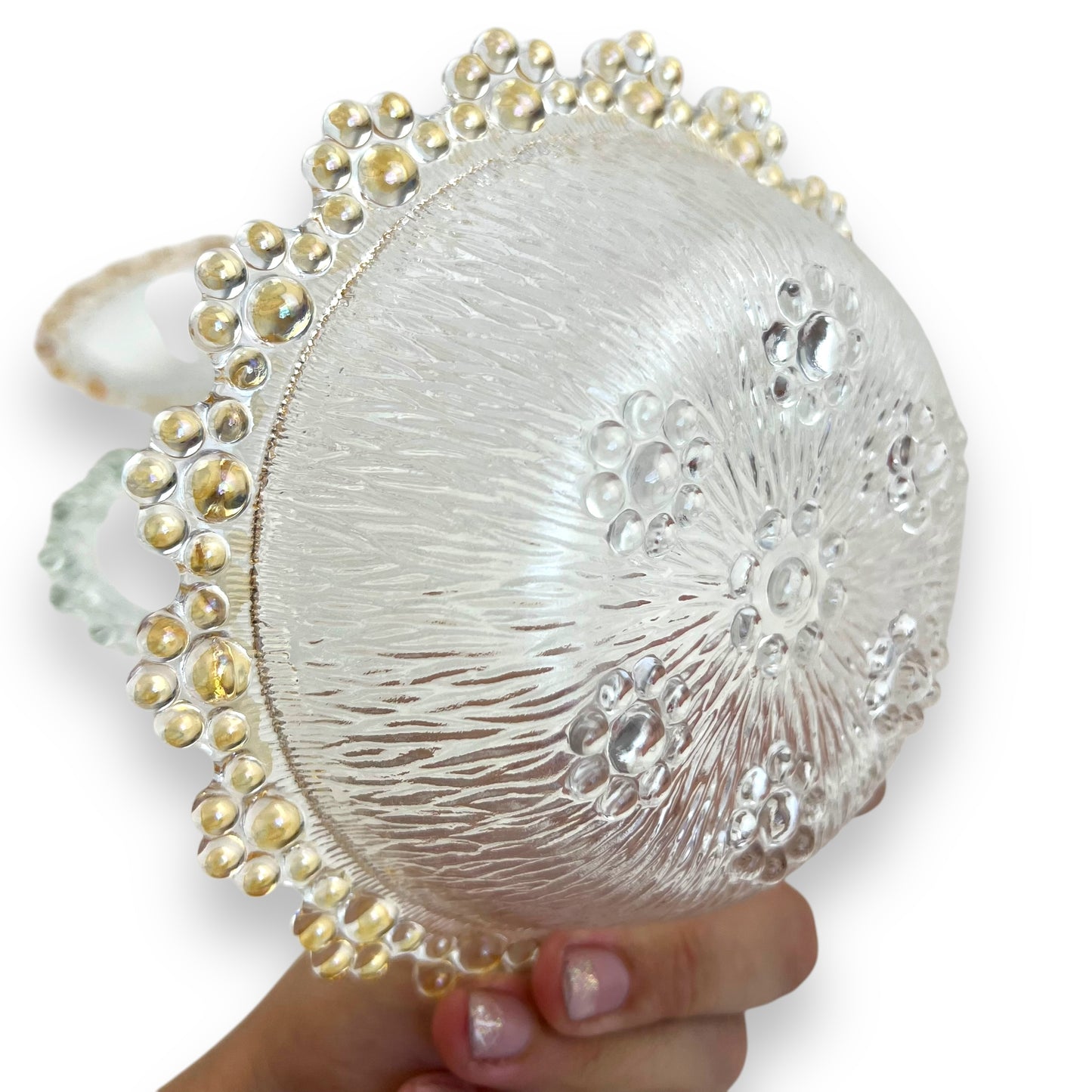 Set of Six Vintage Textured Bubble Lace Dessert Bowls made in Italy by Masserini.