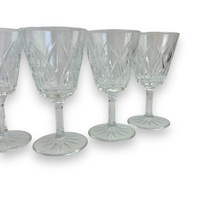 Set of 6 Vintage Cut Glass Goblets – Diamond Pattern Wine Glasses