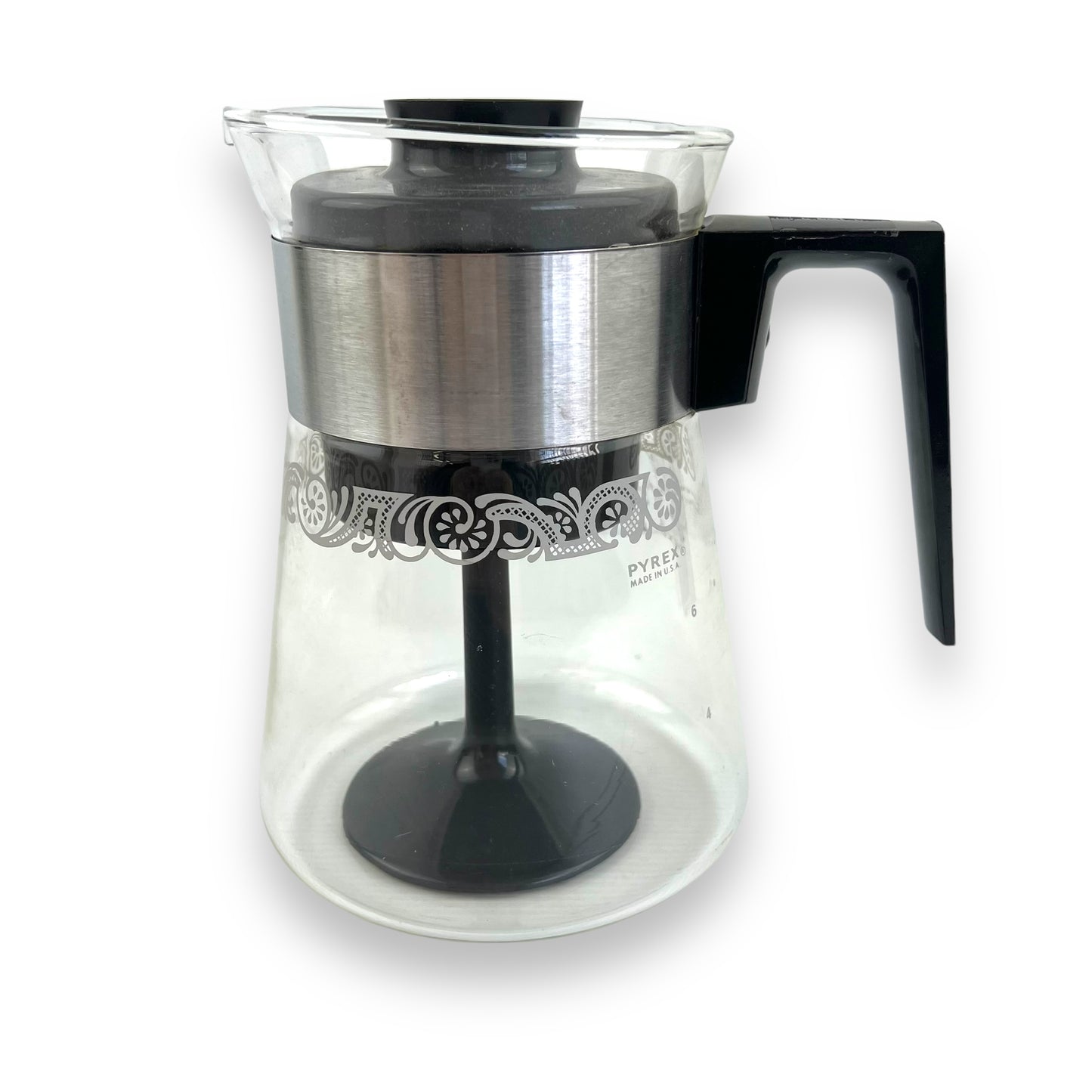 Pyrex Glass Coffee Pot Black Handle