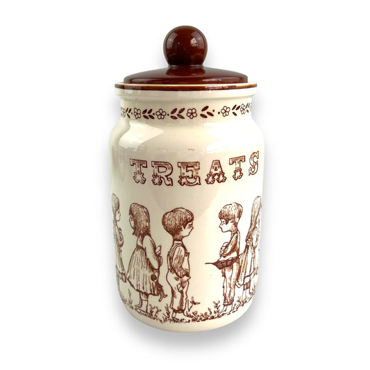 Treats Ceramic Jar with Brown Lid