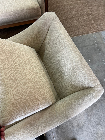 2. Danish Deluxe Single Lounge Chair Cream Patterned Upholstery