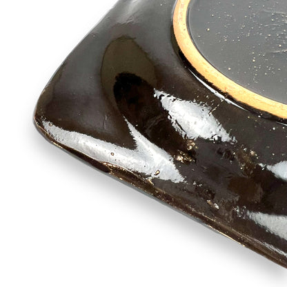 Retro Italian Ceramic Red & Black Ashtray