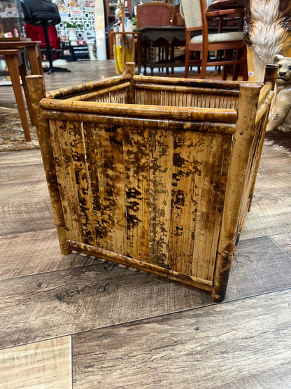 Tortoiseshell Cane Plant Basket / Bamboo Planter Holder