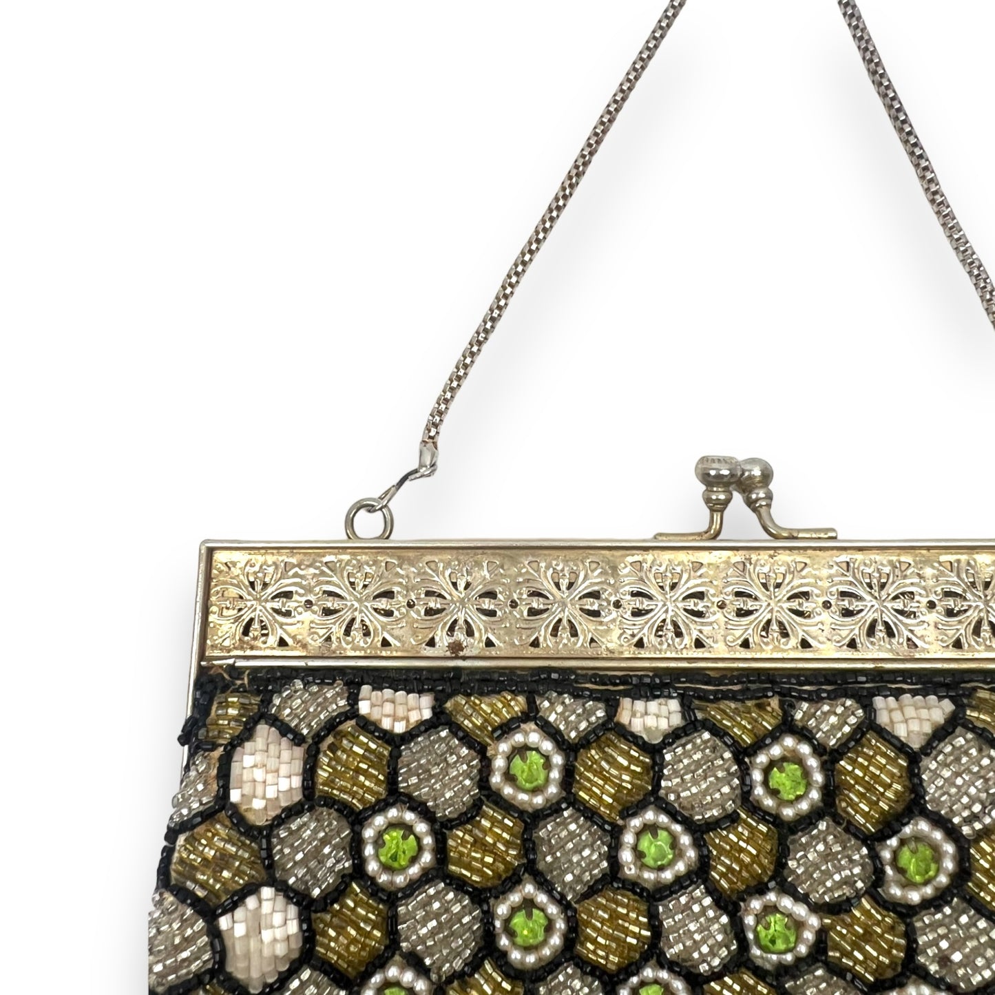 Vintage Beaded Purse with metal detailed clasp