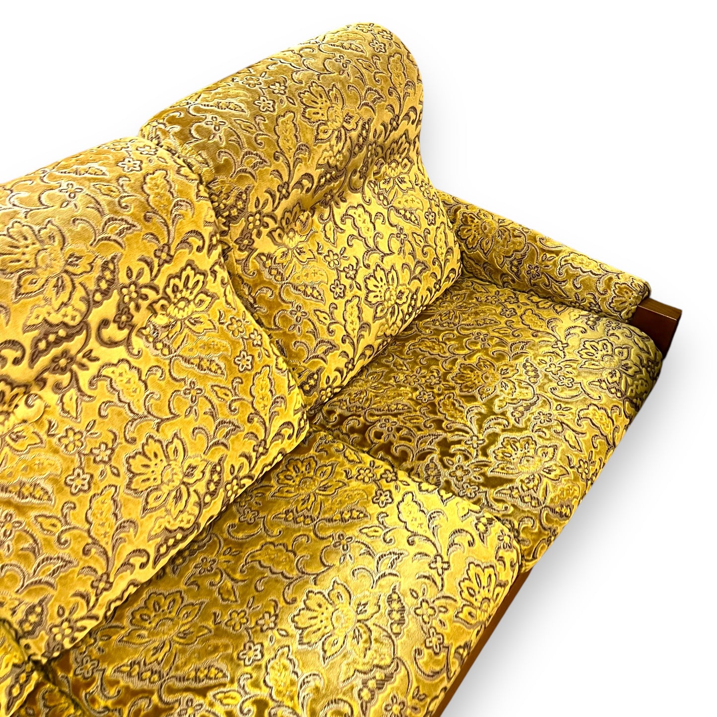 1970s 3 Seater lounge gold floral velour upholstery
