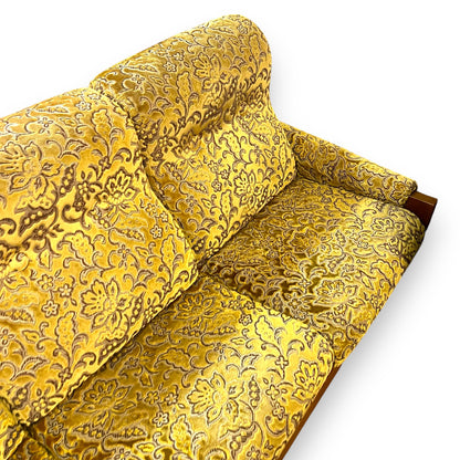1970s 3 Seater lounge gold floral velour upholstery
