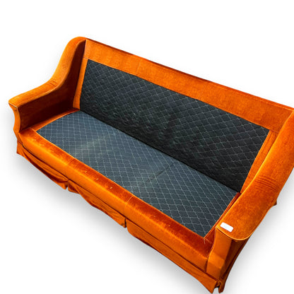 Orange Velour 3 Seater Lounge
