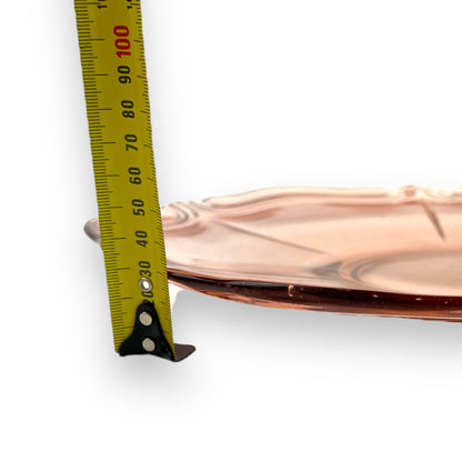Pink Depression Glass Plate – Elegant Scalloped Edge Serving Platter