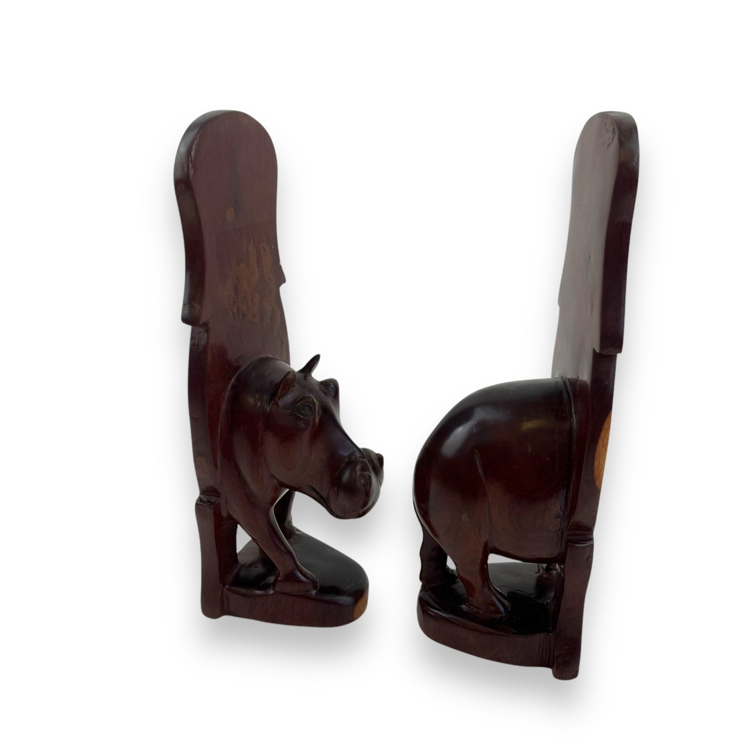Wooden Hippo Bookends