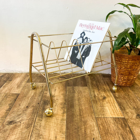 Retro chrome vinyl record storage rack