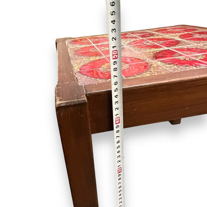 Red Circle Pattern Tile Side Table