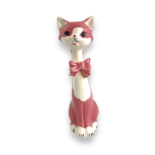 Pink & White Cat Statue