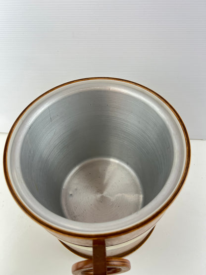 Timber & Brass Mid Century Ice Bucket with Ring Handles