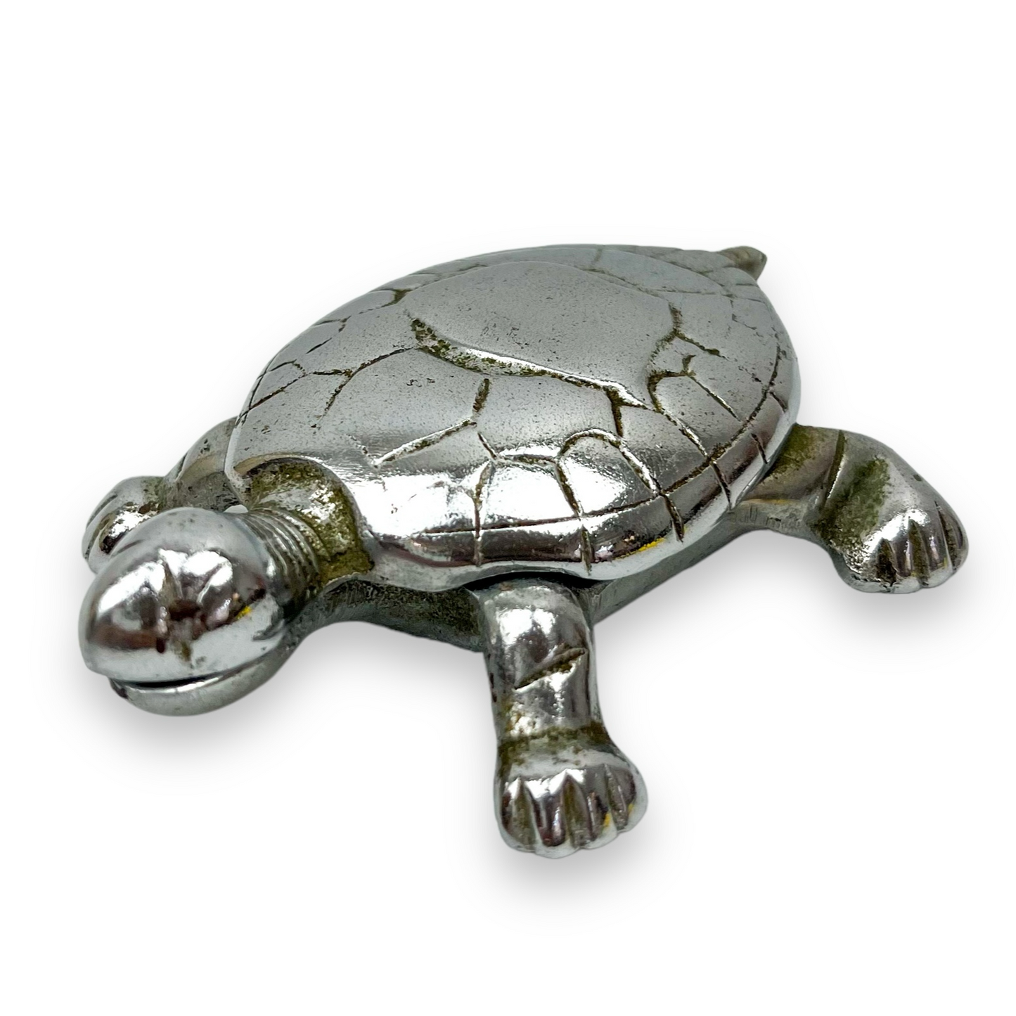 Chrome Silver Turtle Trinket Storage Container 11cm long x 7cm wide