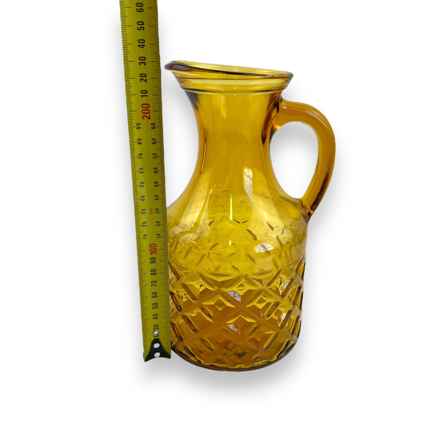 Amber Glass Jug – Diamond Cut Pattern