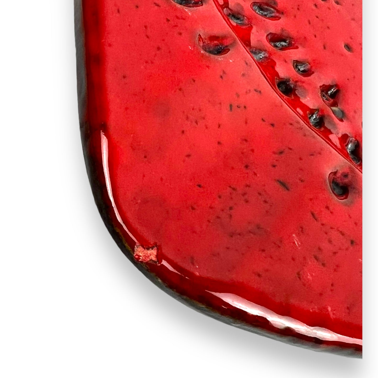 Retro Italian Ceramic Red & Black Ashtray