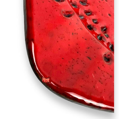 Retro Italian Ceramic Red & Black Ashtray