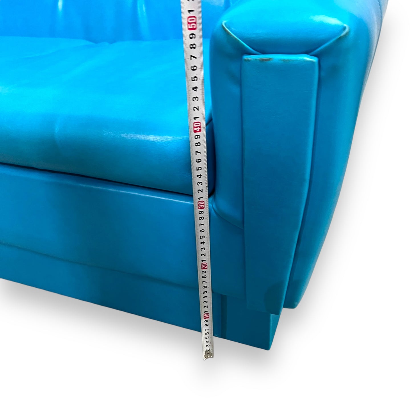 Retro Blue Vinyl Two Seater Lounge