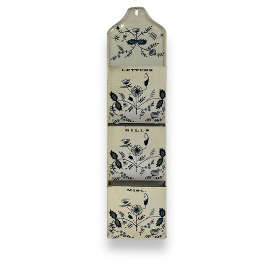 Letter, Bills, Misc Metal Blue Flower Pattern Organiser