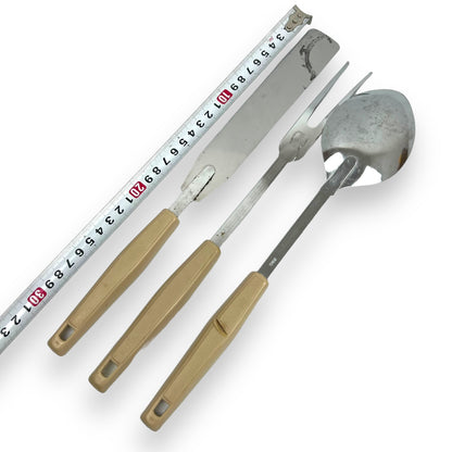 Kitchen Utensils Set x3 Brown Plastic Handles