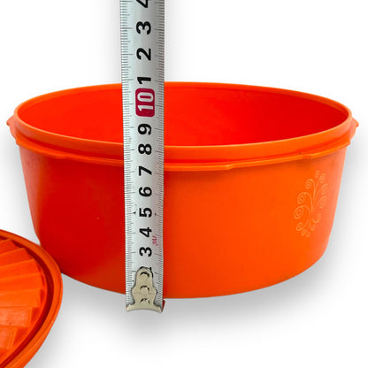 Round Orange Tupperware Storage Container
