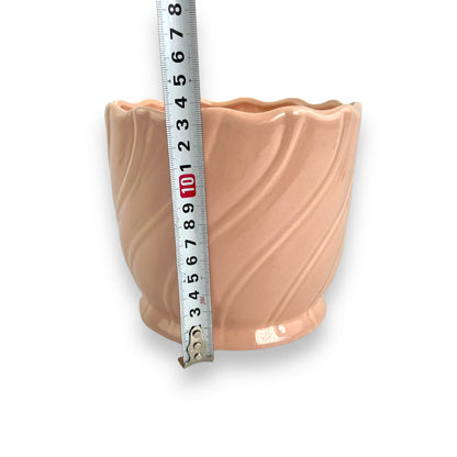 Pink Ceramic wave line pattern plant pot