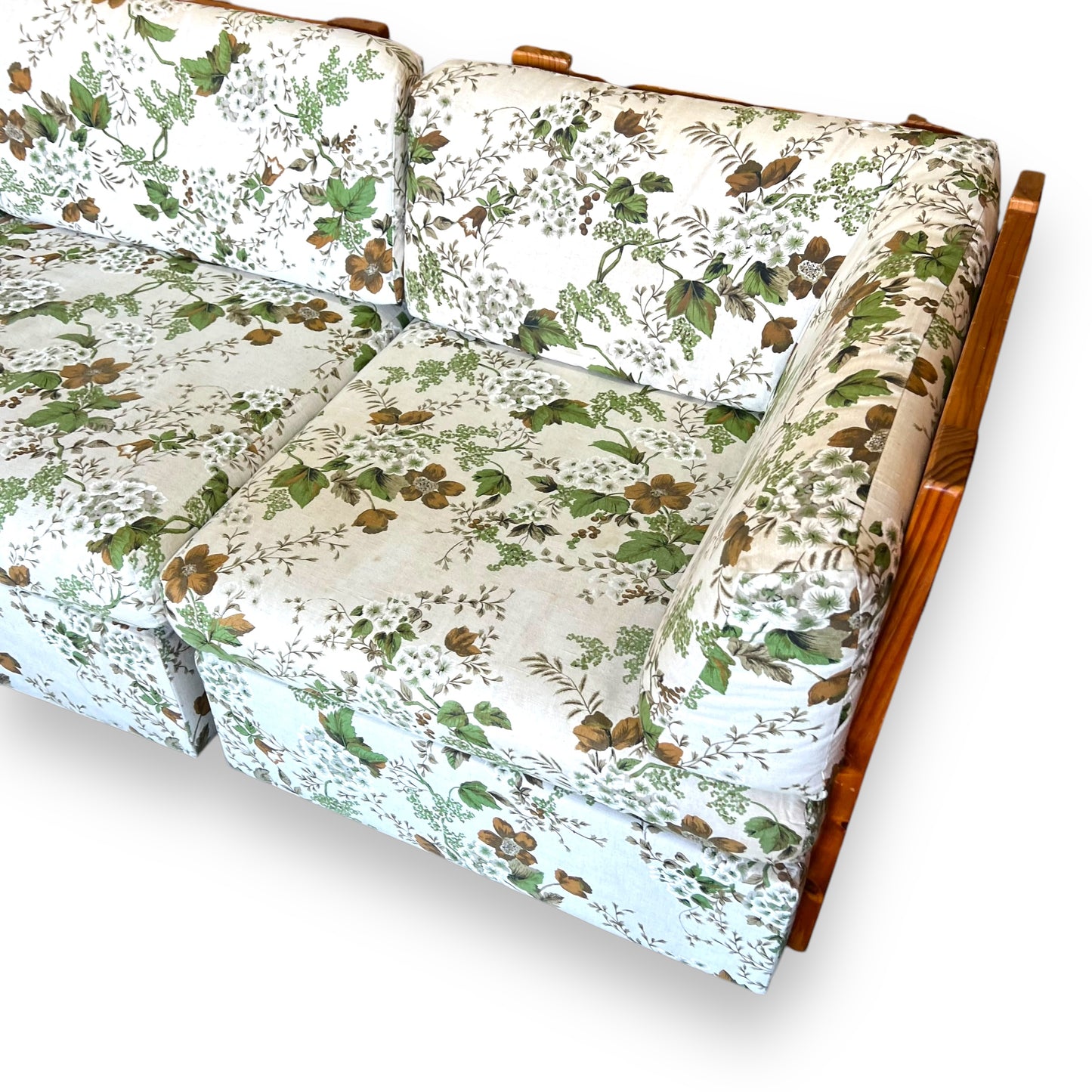 5-Piece Modular Lounge – Pine Wood Frame & Floral Upholstery