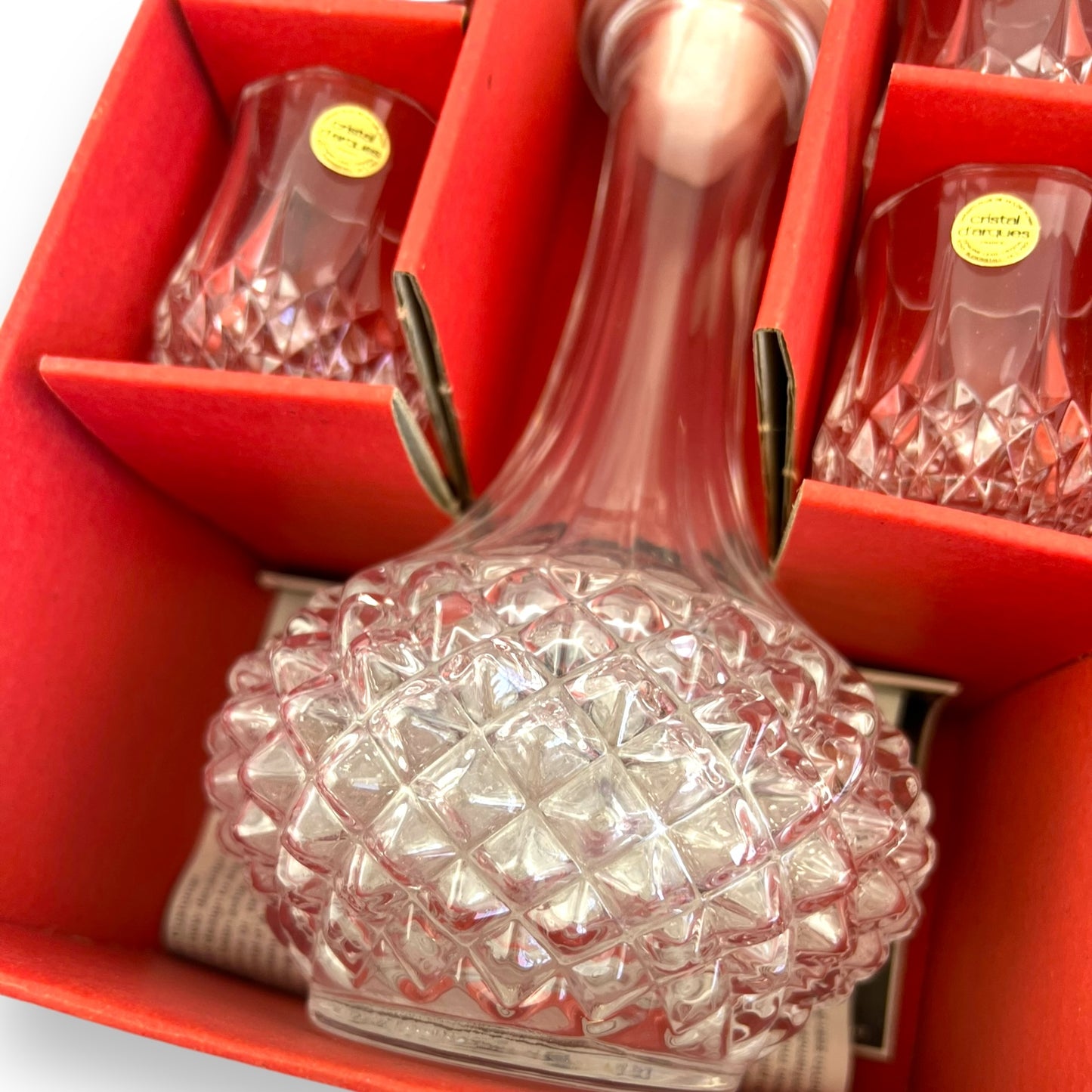 Cristal d’Arques Cordial 7-Piece Decanter & Glass Set - Original Box NEW UNUSED