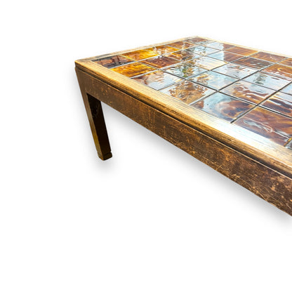 Retro Tile Coffee Table with Warm Brown and Amber Yellow Toned Tiles