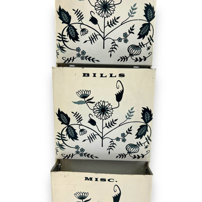 Letter, Bills, Misc Metal Blue Flower Pattern Organiser