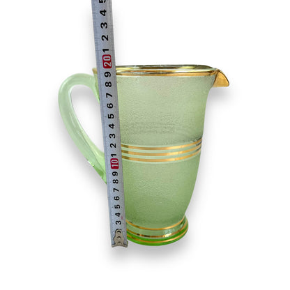 Frosted green glass jug and glass set