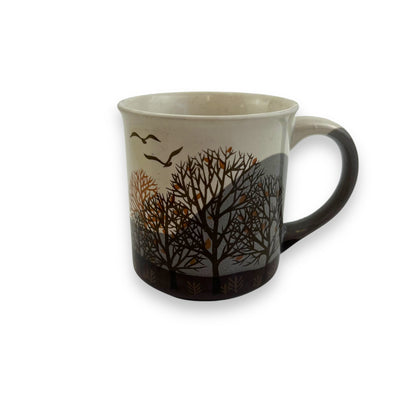 Trees with birds printed coffee cup mug