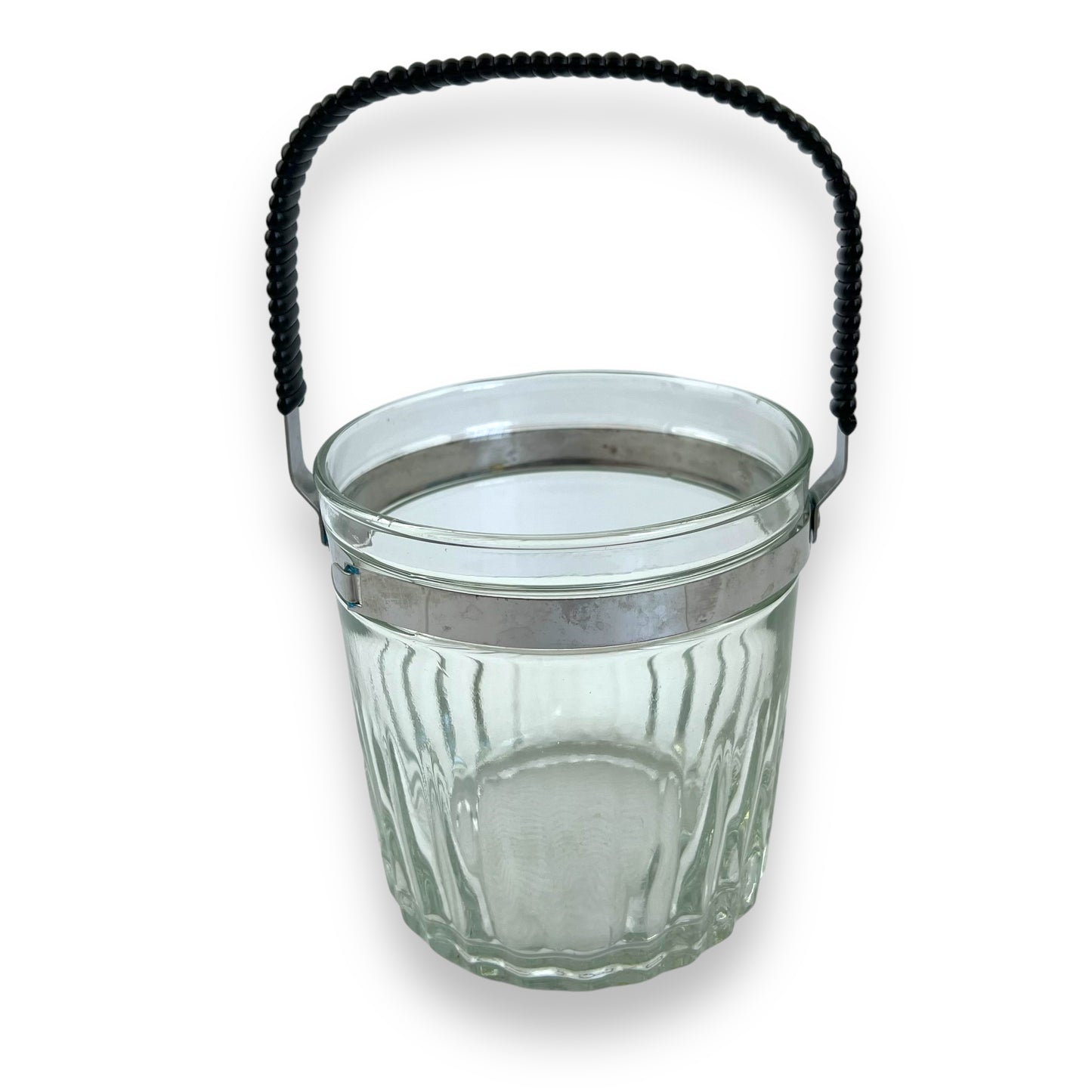 Glass Ice Bucket with Retro Black Handle