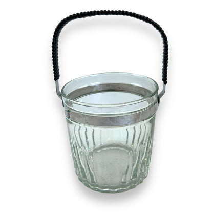 Glass Ice Bucket with Retro Black Handle
